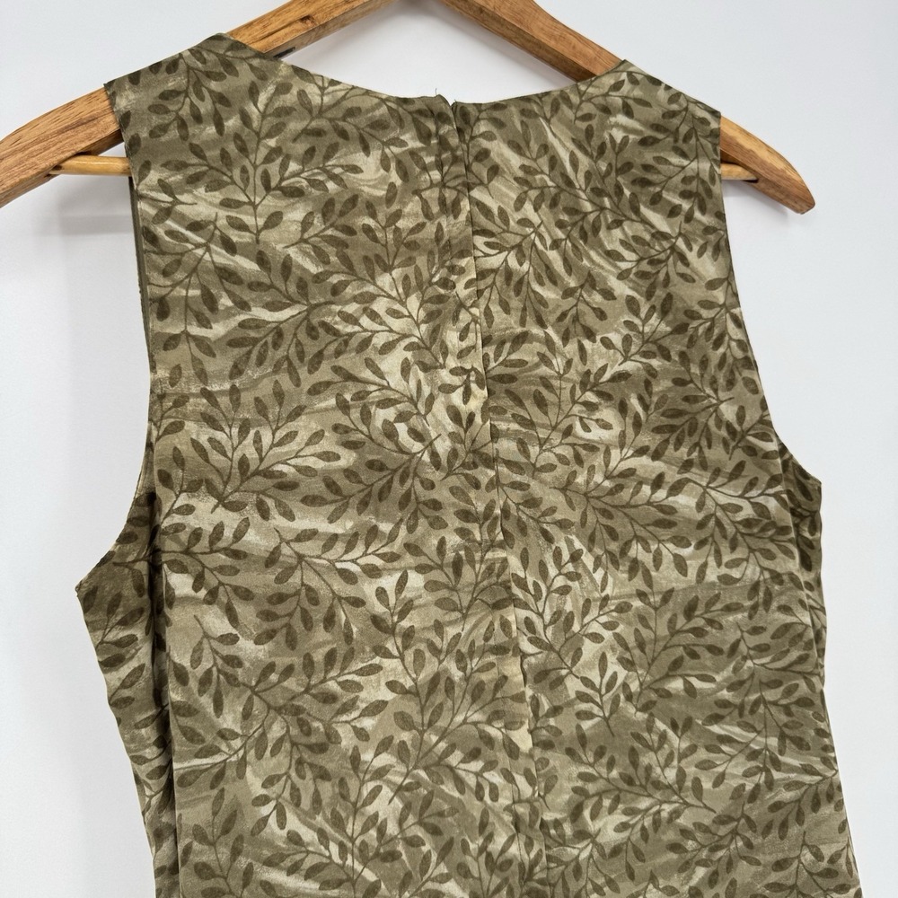 Y2K Old Navy‎ Maxi Dress Sleeveless Leaf Print Green V-Neck Side Slit L/XL - Picture 6 of 7